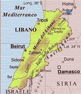 cartina del Libano