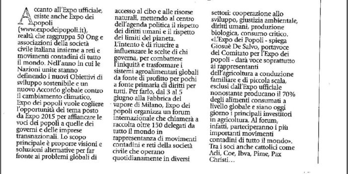 Expo dei popoli con 50 organizzazioni