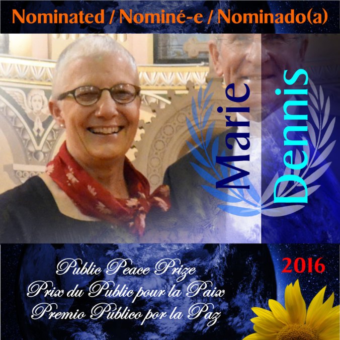 Candidatura di Marie Dennis, co-presidente di Pax Christi International al “Premio Pubblico della Pace”