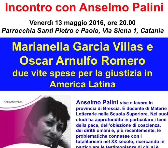 Incontro a Catania con Anselmo Palini su Marianella Garcìa e Oscar Romero