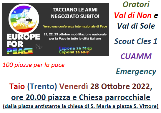 28 ottobre, Trento – Europe for Peace