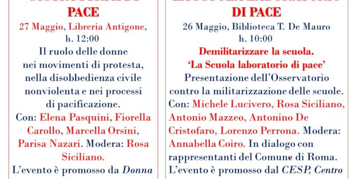 EireneFest – Festival del libro per la pace e la nonviolenza – Roma 26-28 maggio 2023