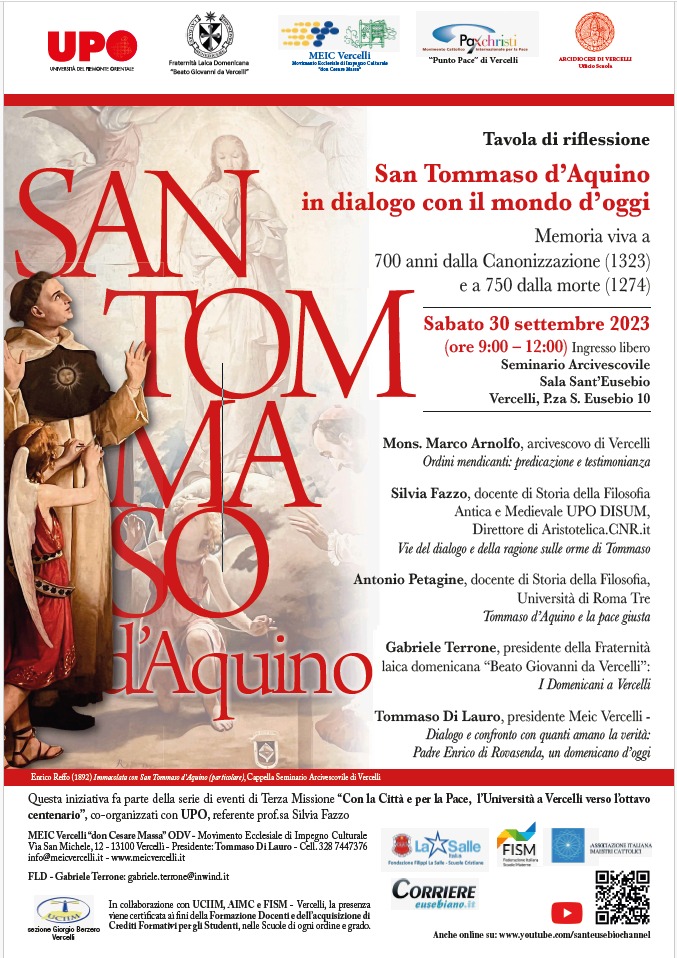 Punto pace di Vercelli – San Tommaso d’Aquino in dialogo con il mondo d’oggi
