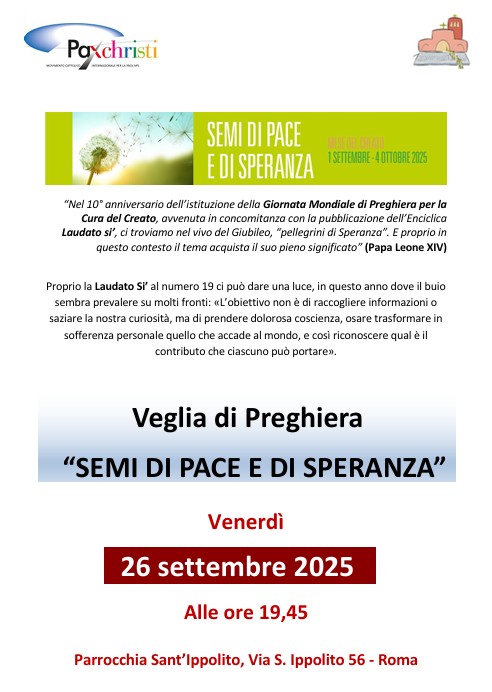 Semi di Pace e di Speranza – Veglia di preghiera