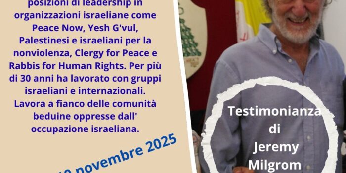 Alcune considerazioni sulla visita del rabbino pacifista Jeremi Milcrom a Bologna